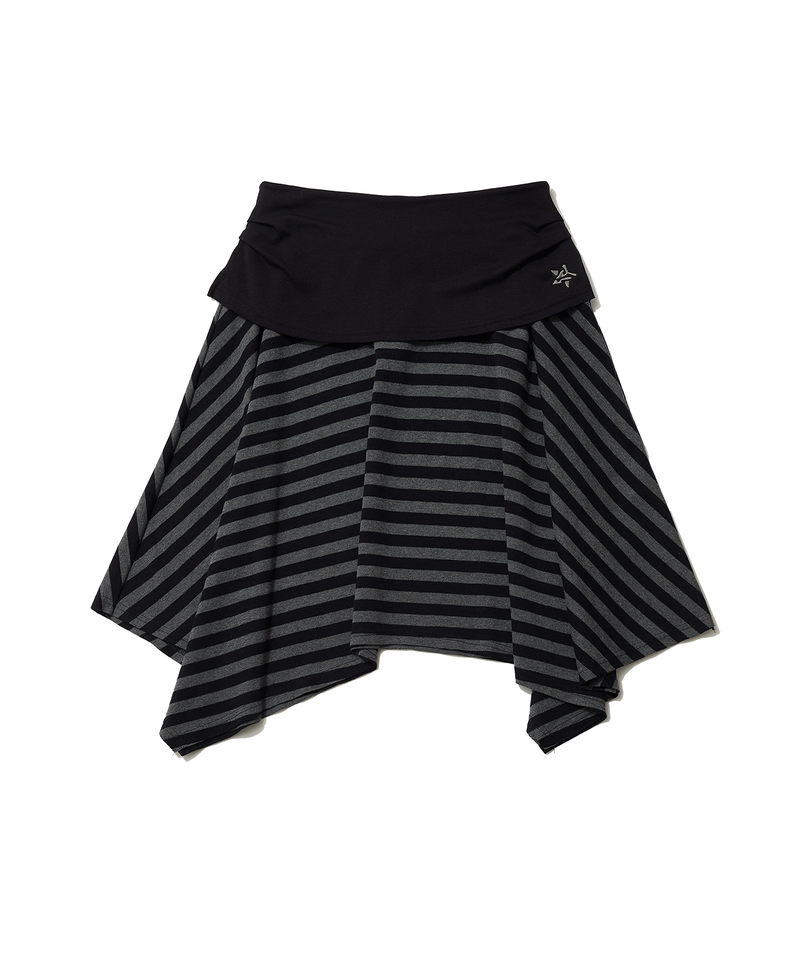 STRIPE SYMBOL UNBALANCED SKIRT