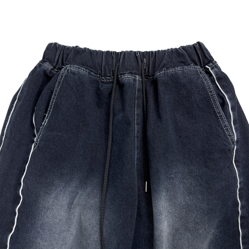 denim piping balloon pants