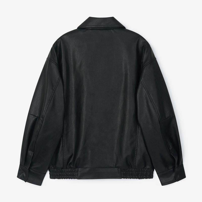 Oversized Leather Jacket Black