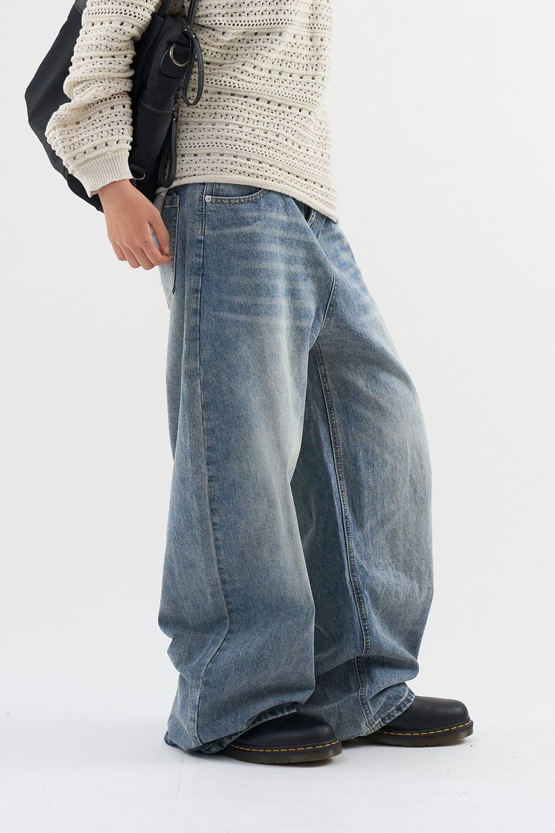 Vintage Washed Balloon Denim Pants