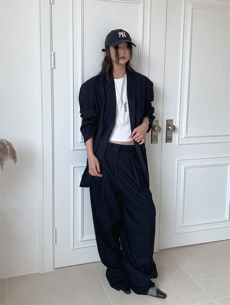 PAPERMOON PIN STRIPE PLEATE TROUSER
