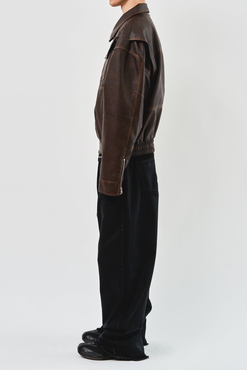 Hand Washed Leather Blouson (2color)