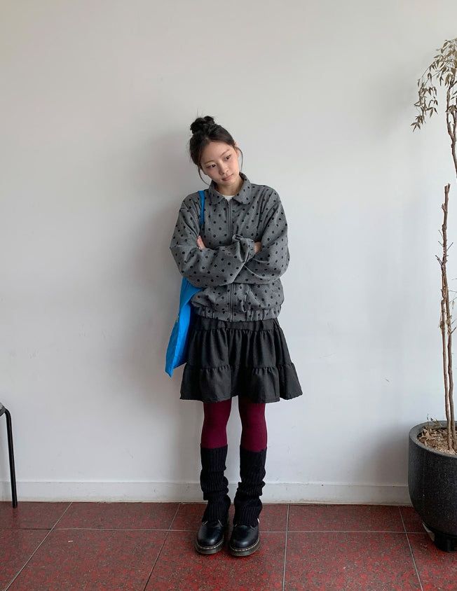 Multree Dot Collar Zip-Up