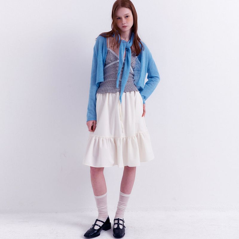 Scarf Set Cropped Knit Cardigan_Sky Blue