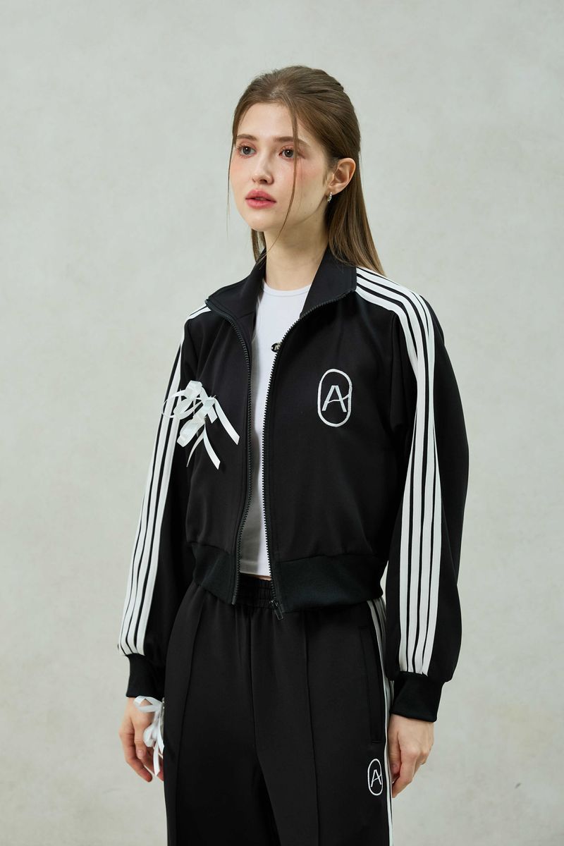 RIBBON JERSEY TRACK TOP / BLACK