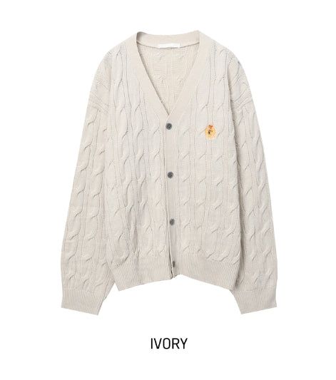 Wappen Cable V-Neck Cardigan
