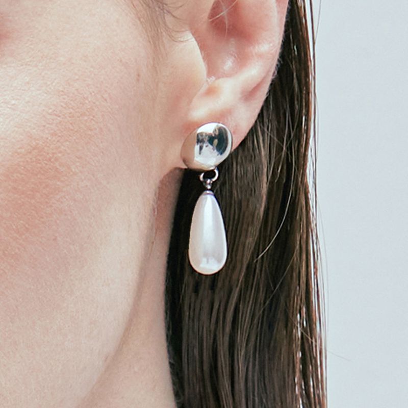 [2pcs] water drop pearl earrings