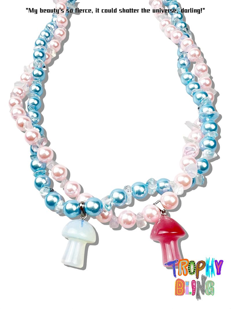 Pink Mushroom Necklace