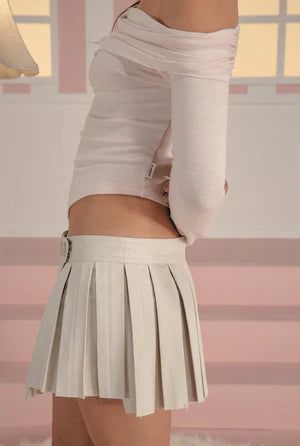 Button wrap skirt - light beige