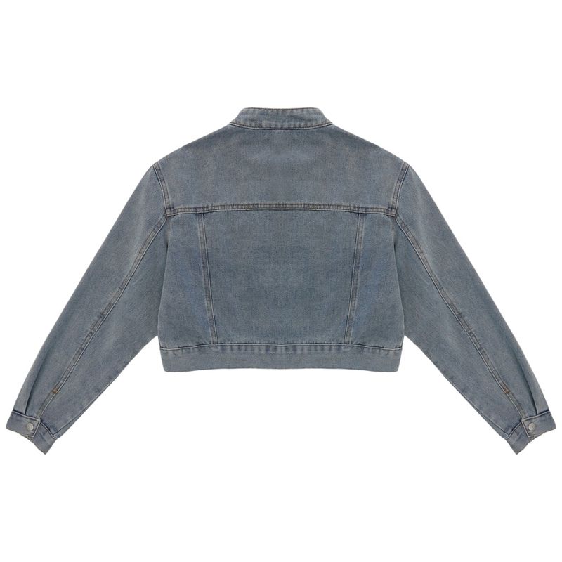 ENUE CROP BIKER DENIM JACKET