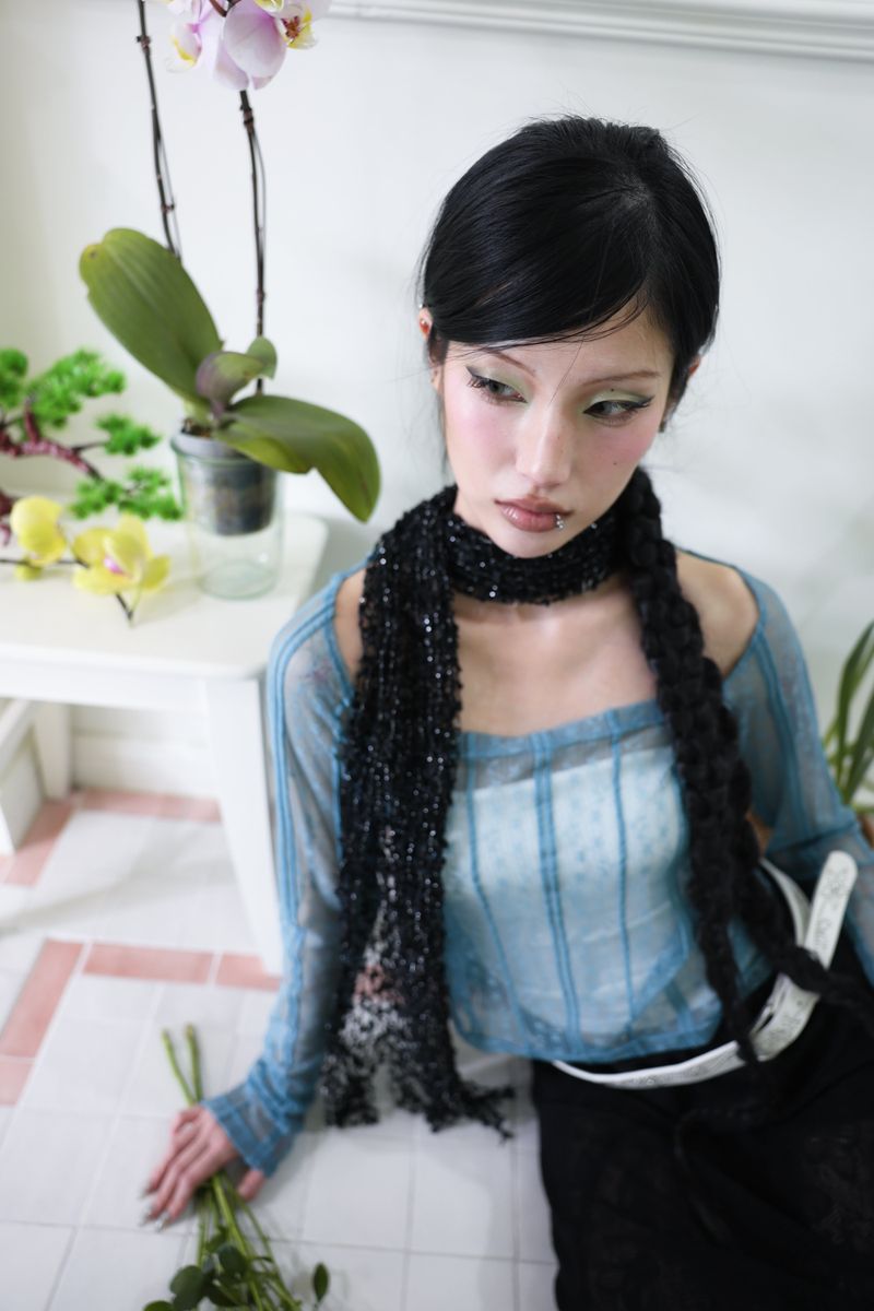 Twinkle net scarf (Black/White)