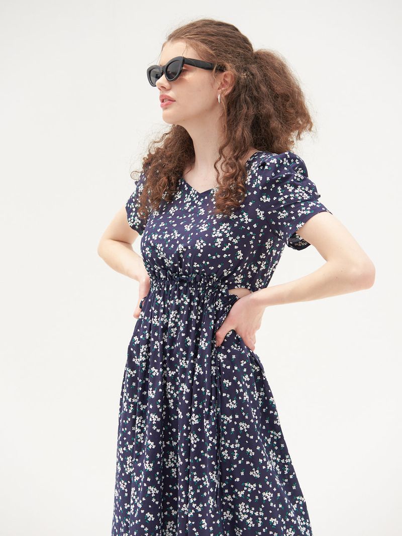 vem.ver(ベムバー)の「JOLIE PUFF SLEEVES ONEPIECE_NAVY(Dresses)」