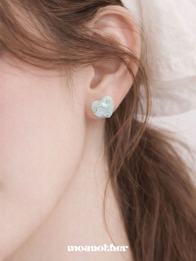 [Hearts2Hearts jiwoo Pick!] (Silver Post) Mint Summer Earring