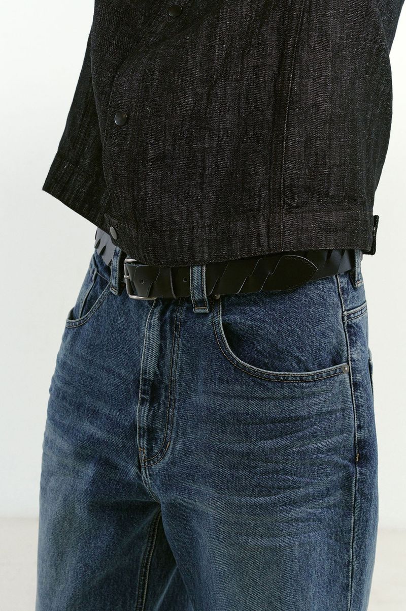 Cut-Off Full Grain Leather Belt (Black)