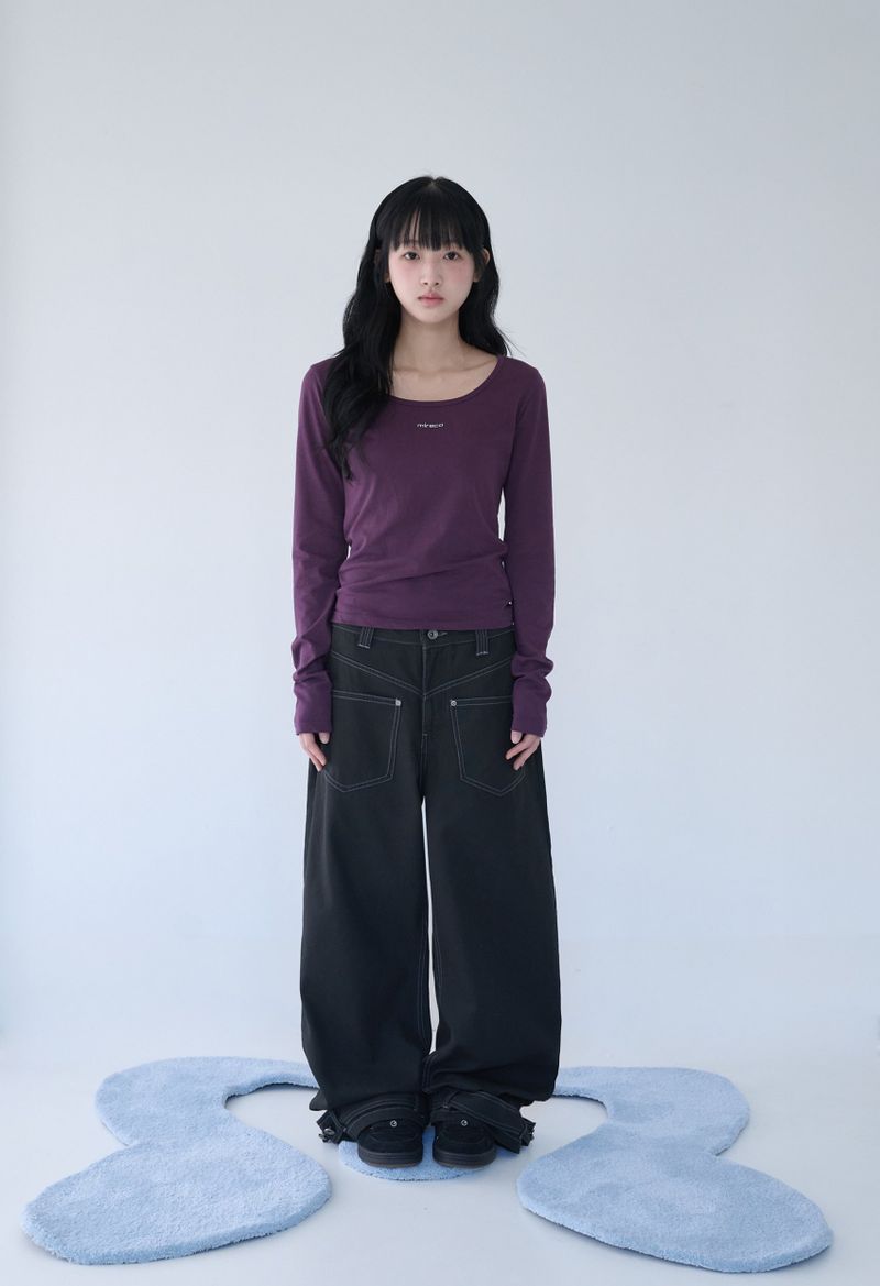 BELTED POCKET COTTON PT BLACK