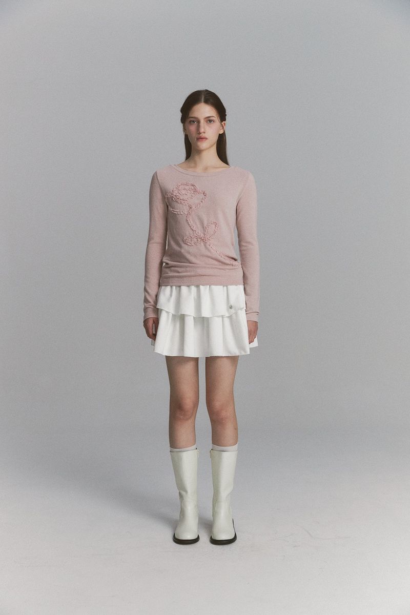 Lace Rose Long Sleeve Pink