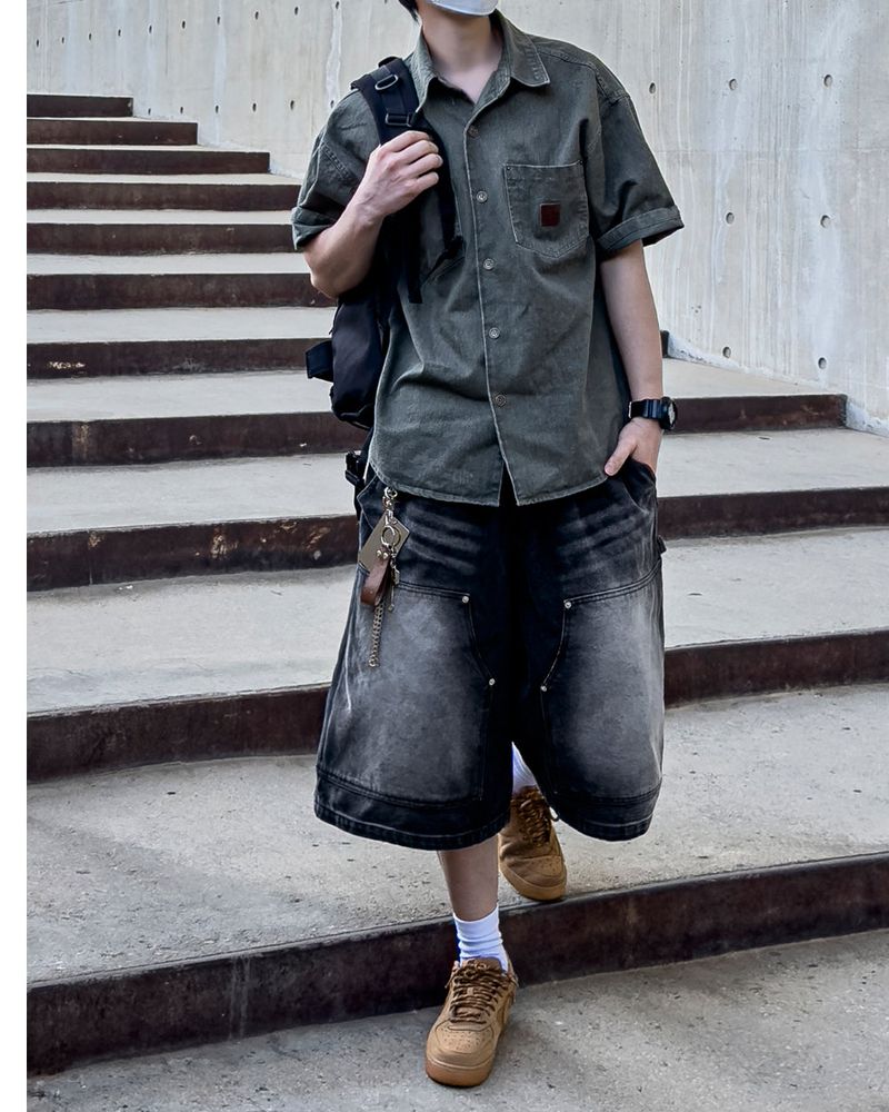 Patchwork Half Shirt Jacket