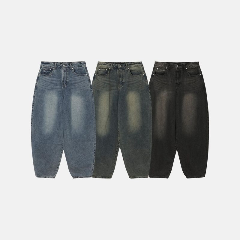 Natural balloon denim pants (3color)