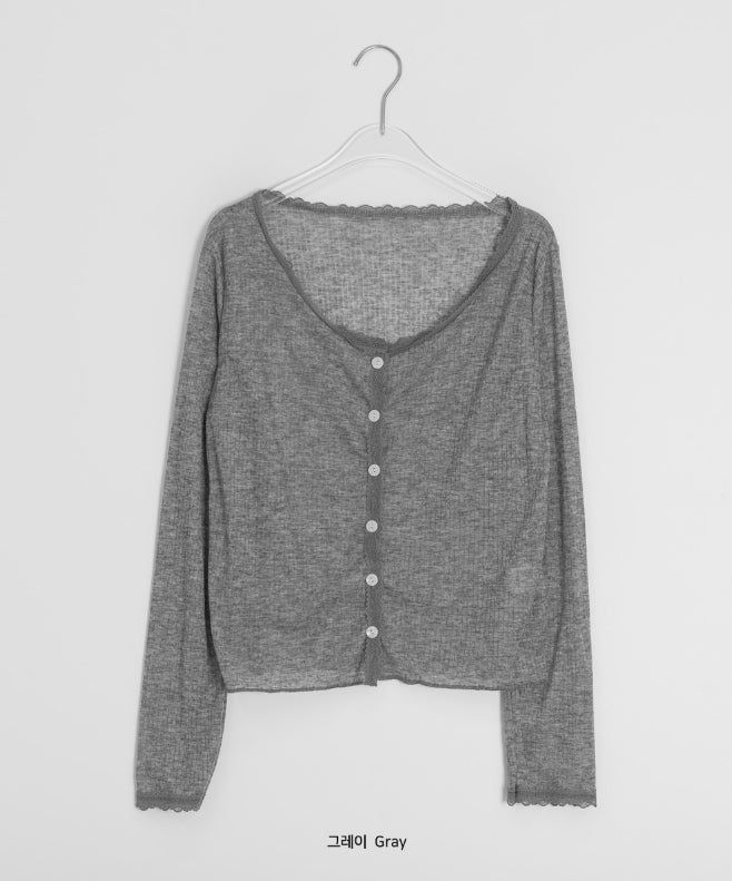 Barimi Lace Ribbed U-Neck Summer Cardigan