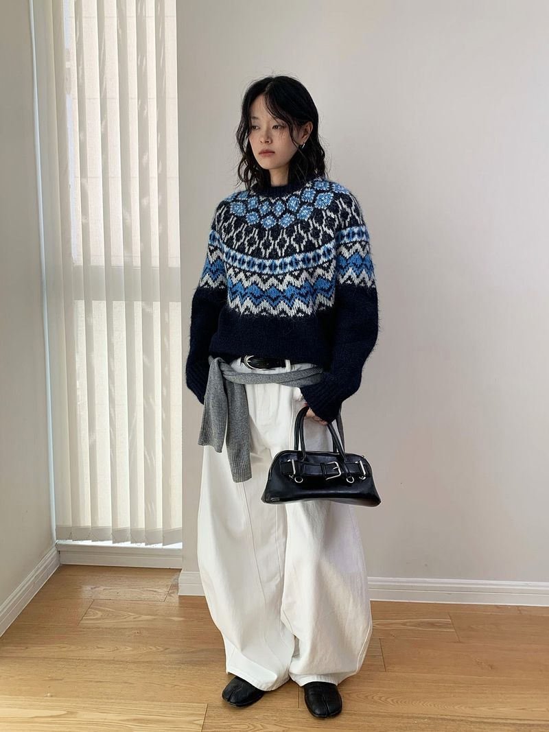 Irish Round Loose Fit Long Sleeve Knitwear