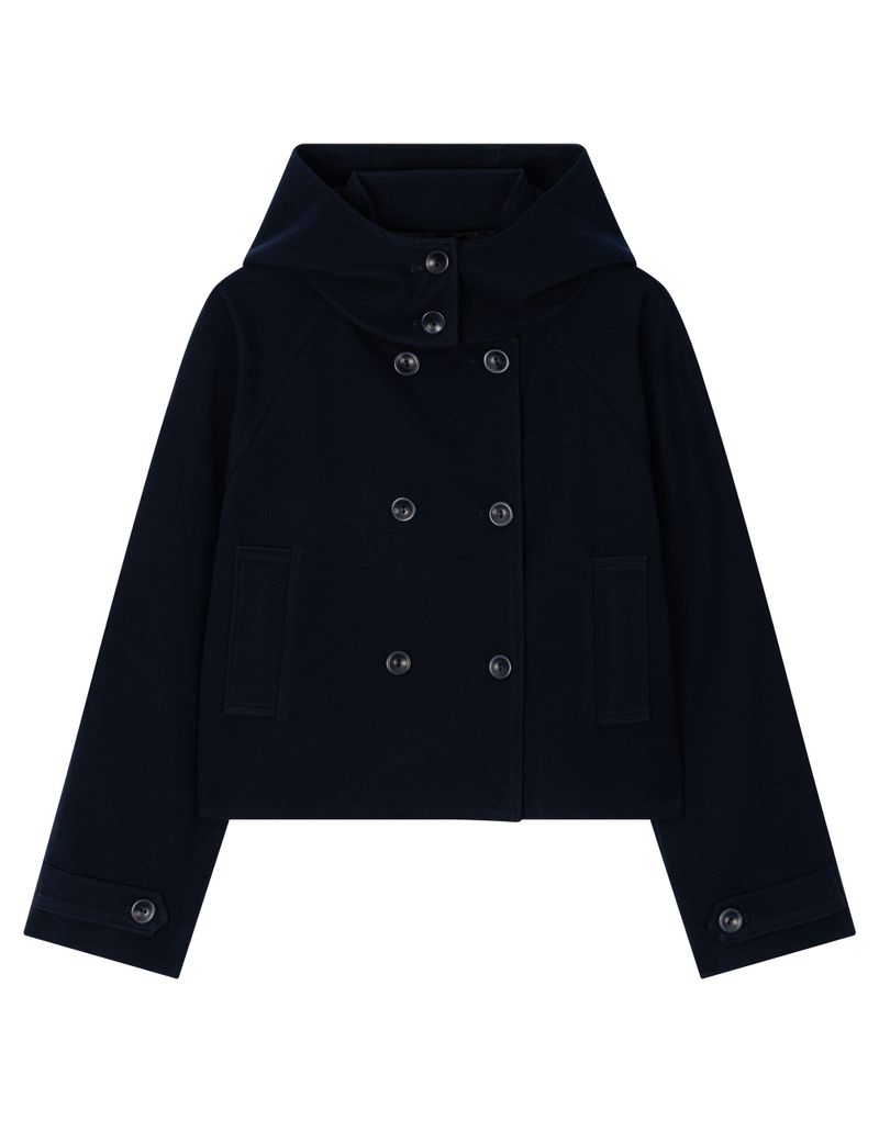 SOFT HOODED COAT(NAVY)