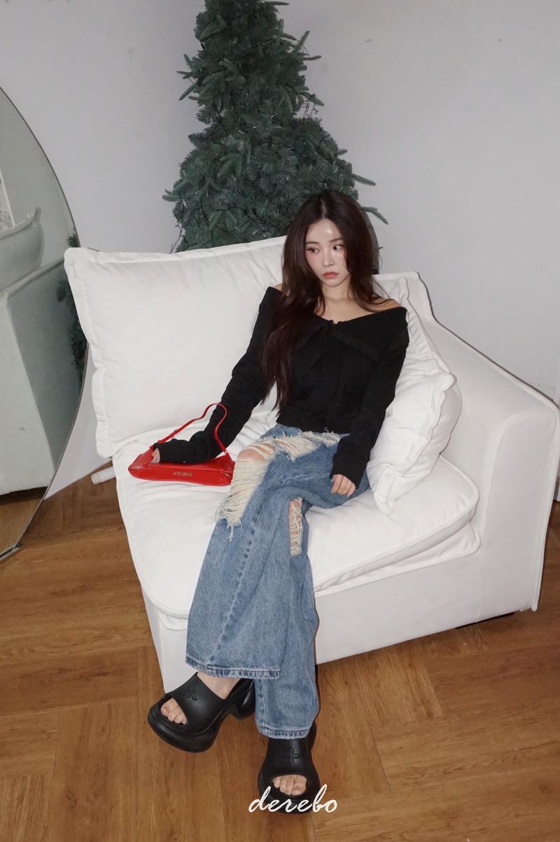 Vintage open wide denim pants