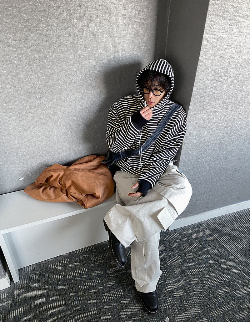 HOLY IN CODE(ホーリーインコード)の「No.1043 stripe balaclava hood T (3color)(Tops)」
