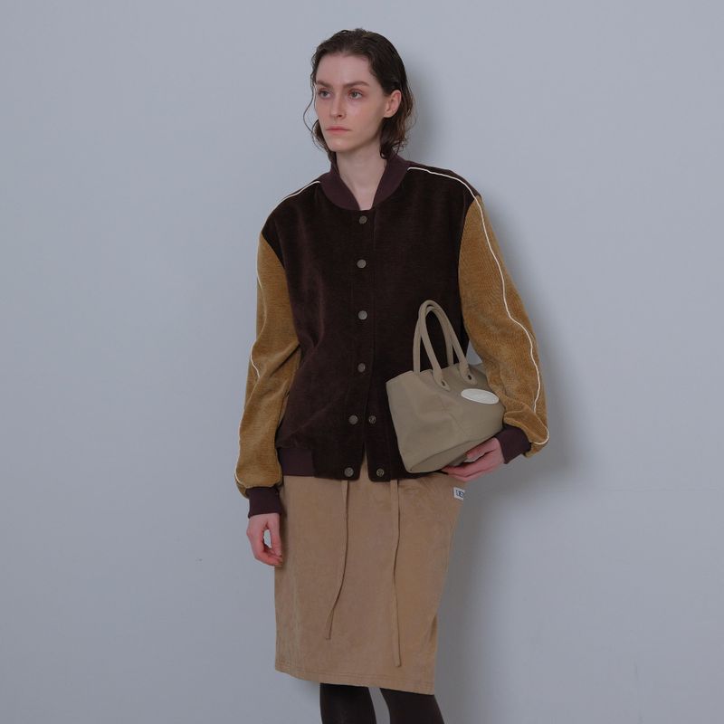Brown/Camel Two Tone Varsity Jacket