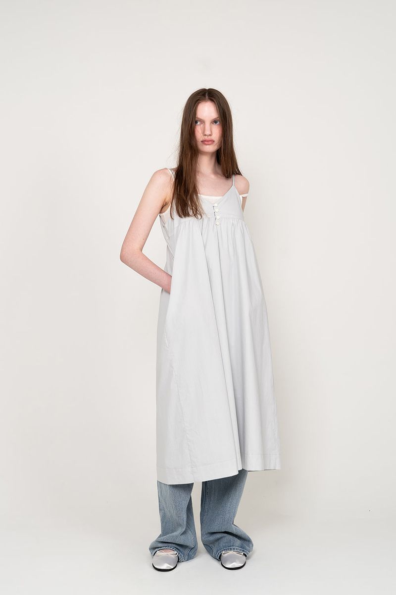[3rd-Order] LAYERED SLEEVELESS LONG DRESS (LIGHT GREY)