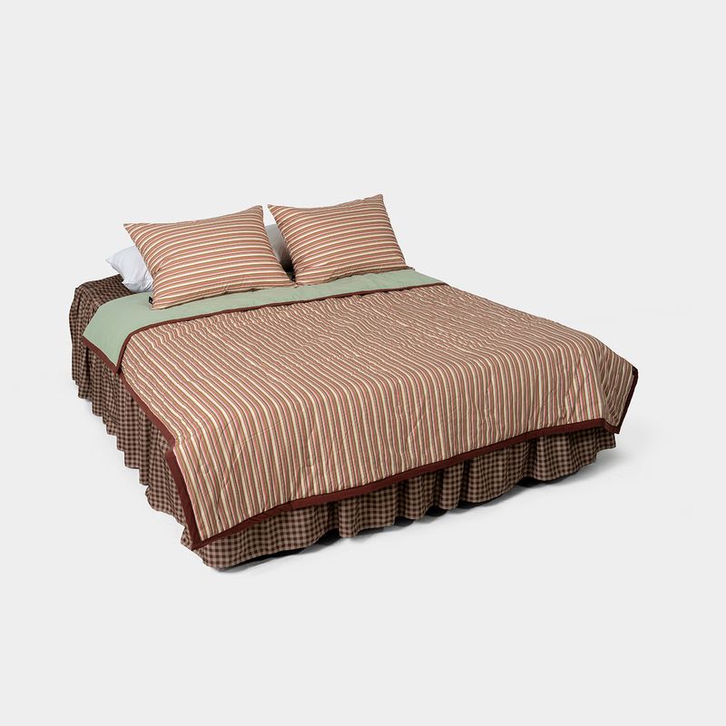 Borderline Pattern Reversible Summer Comforter - Mocha stripe - SS size