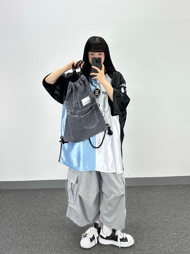 denim rope gym sack