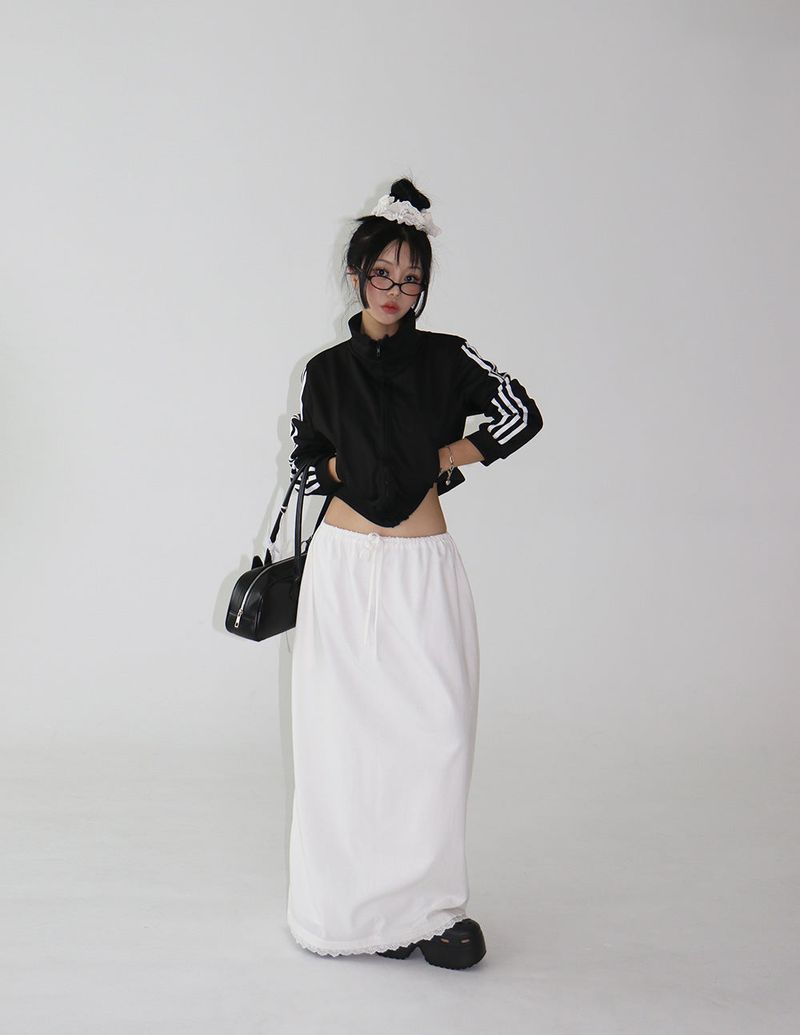 lace string maxi long skirt