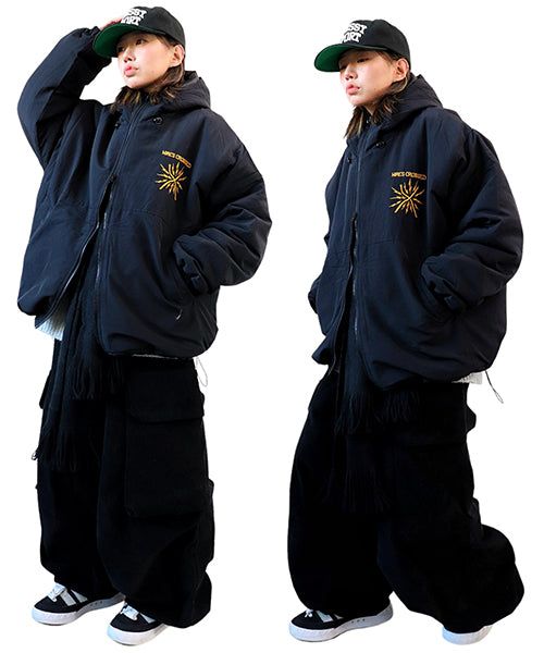Oversized Two-Way Washed Puffer Jacket (6oz)