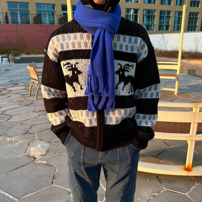 ASCLO Deer Hood Zip Up Knit (3color)