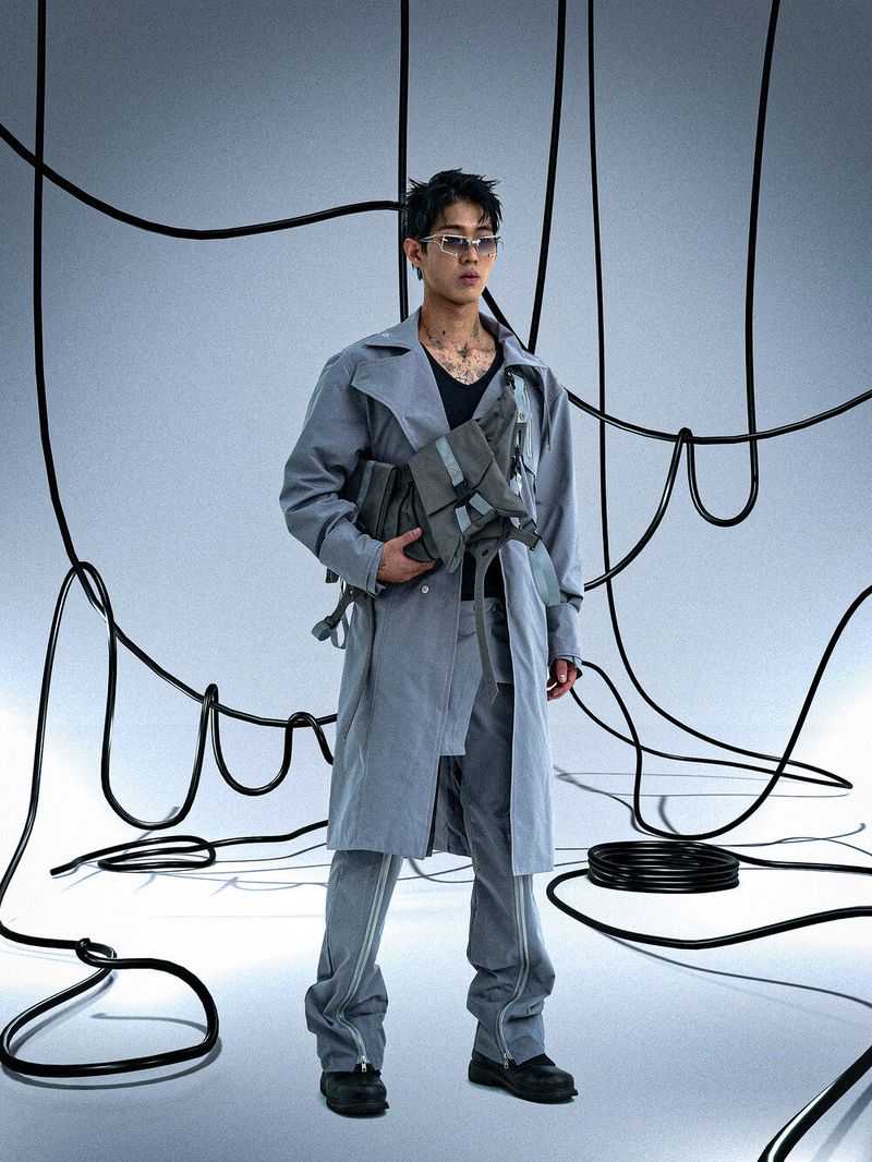 FULLOFSSUN(フルオブサン)の「Ghost In The Shell Paneled Trench Coat (Grey)(Jackets/Outerwear)」