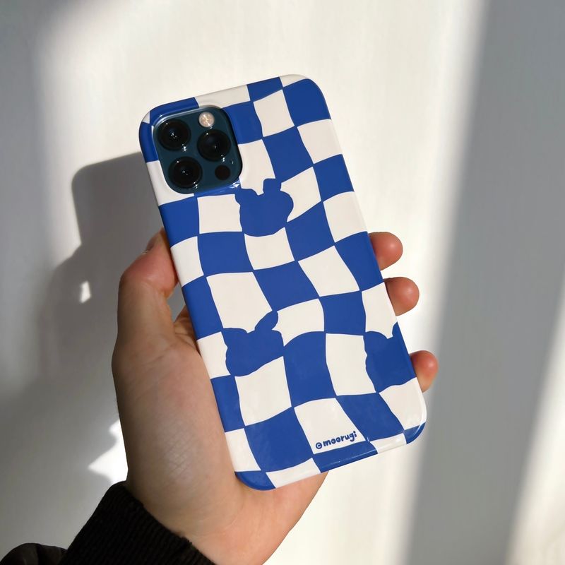 Checkerboard Blue Iphone Bumper case