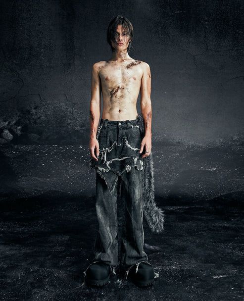 ?SAMA GREY DIRTY SKIRT PANTS