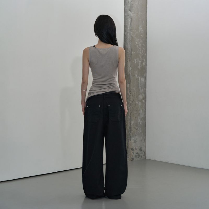 COWL DRAPE TWO-WAY TOP (WARM GRAY)