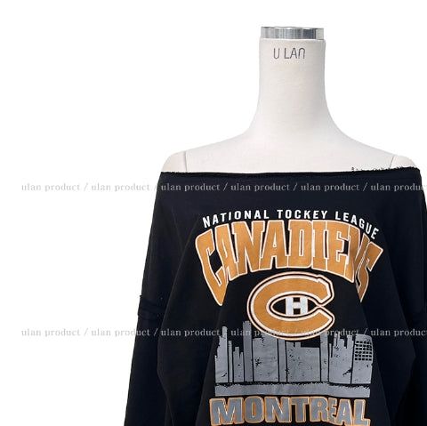 Mont cutting off-shoulder cropped sweatshirt