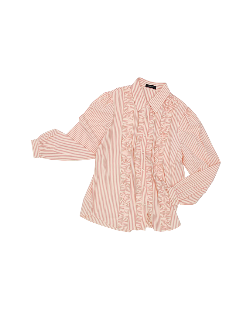 Stripe Frill Blouse (pink)