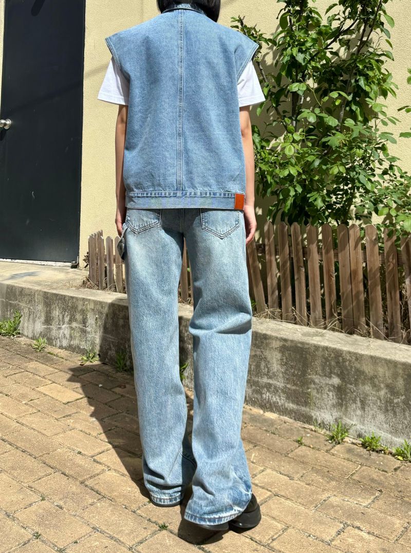 DENIM STRAP WIDE PANTS code 18105