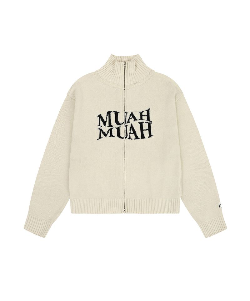 [1WAY ZIPPER] LAMBSWOOL JACQUARD KNIT ZIPUP