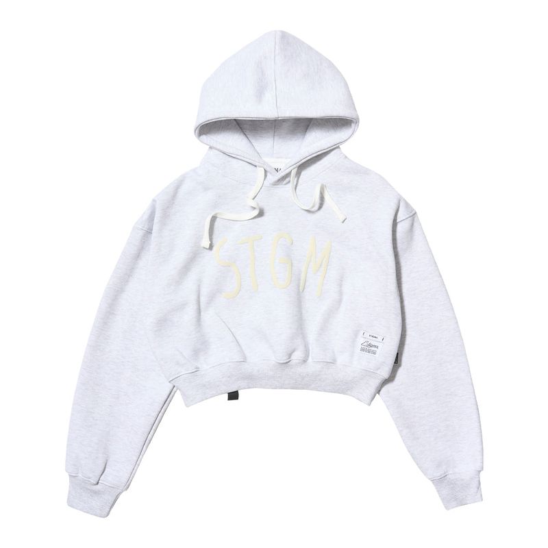 STIGMA(スティグマ)の「STGM CROPED HOODIE(FEMALE) BLACK / WHITE MELANGE(Tops)」