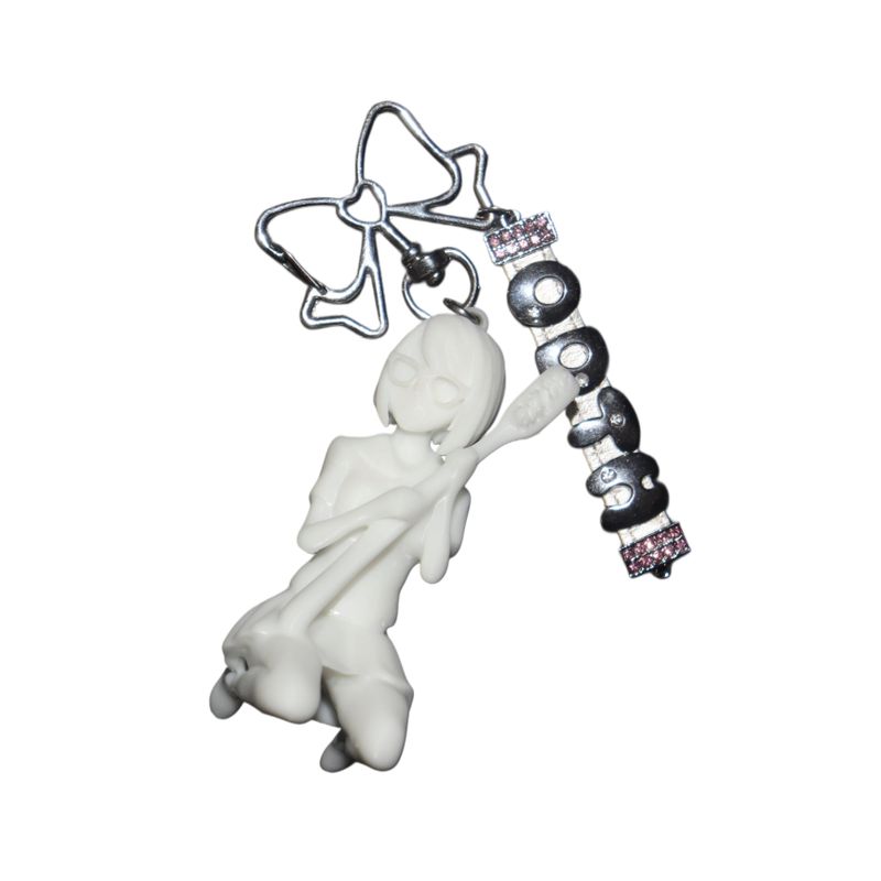 [MADE] Brush girl Statue Keyring (Pinkhair)