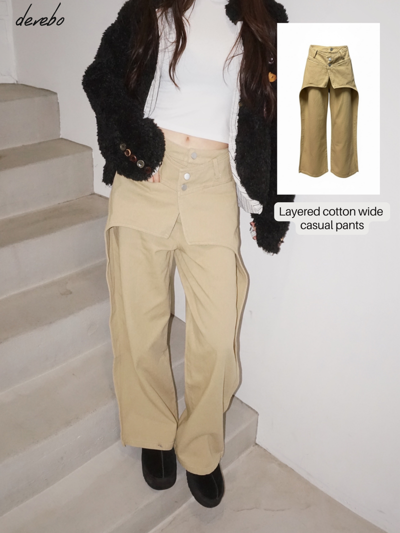 dereborujo（ドレボルゾー）の「Layered cotton wide casual pants（Pants）」