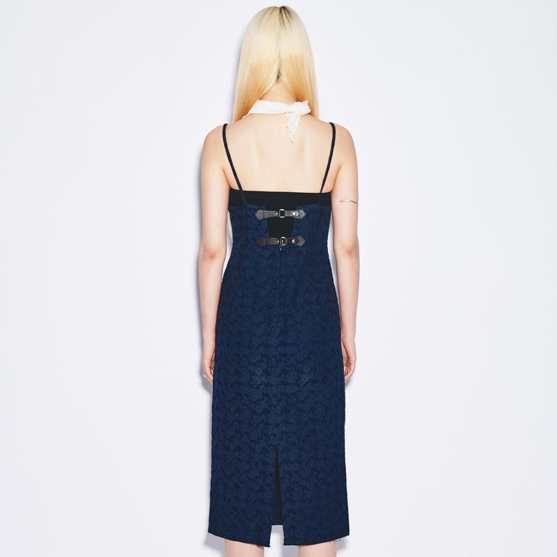 jacquard bustier dress  [navy]