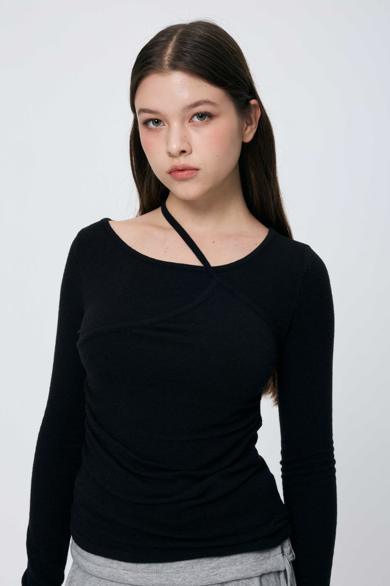 MUREN SHIRRING TOP / BLACK