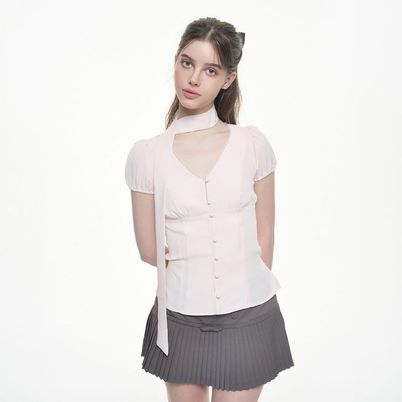 Chiffon Corset Blouse - PINK