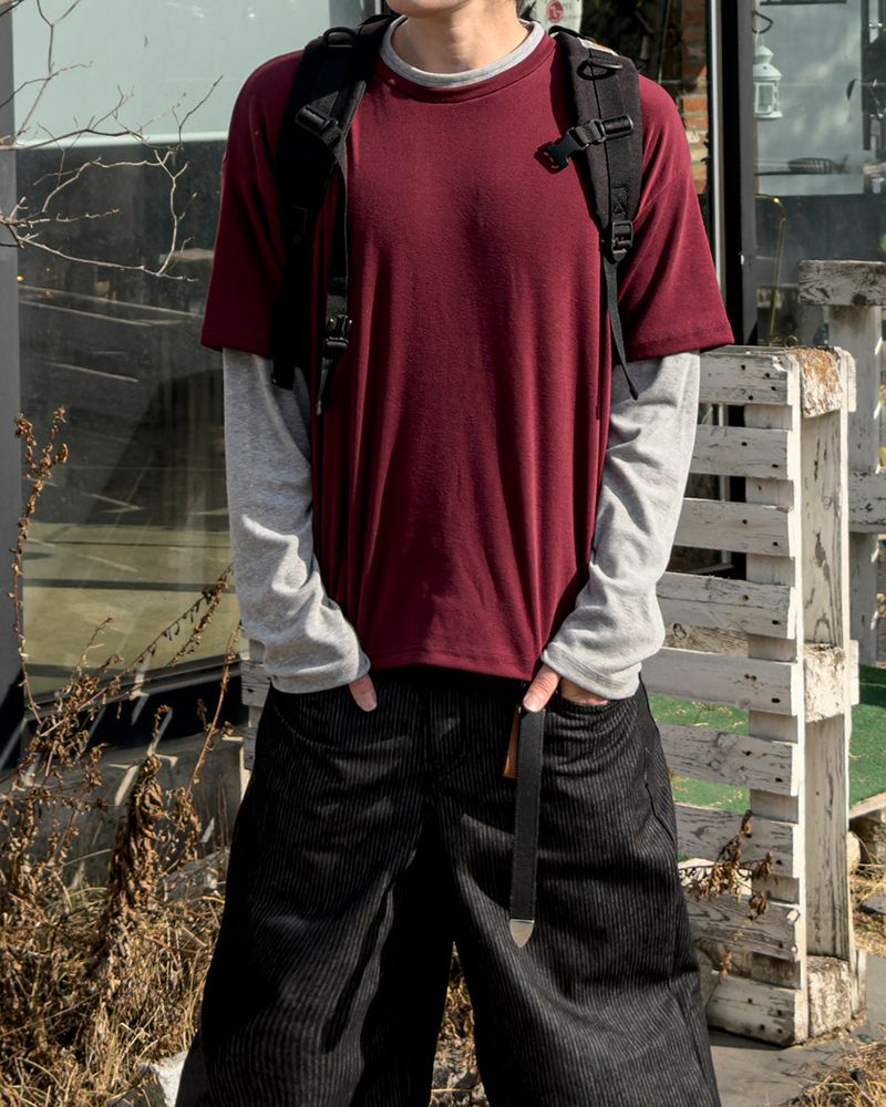 Mix Layered Long Sleeve T-Shirt