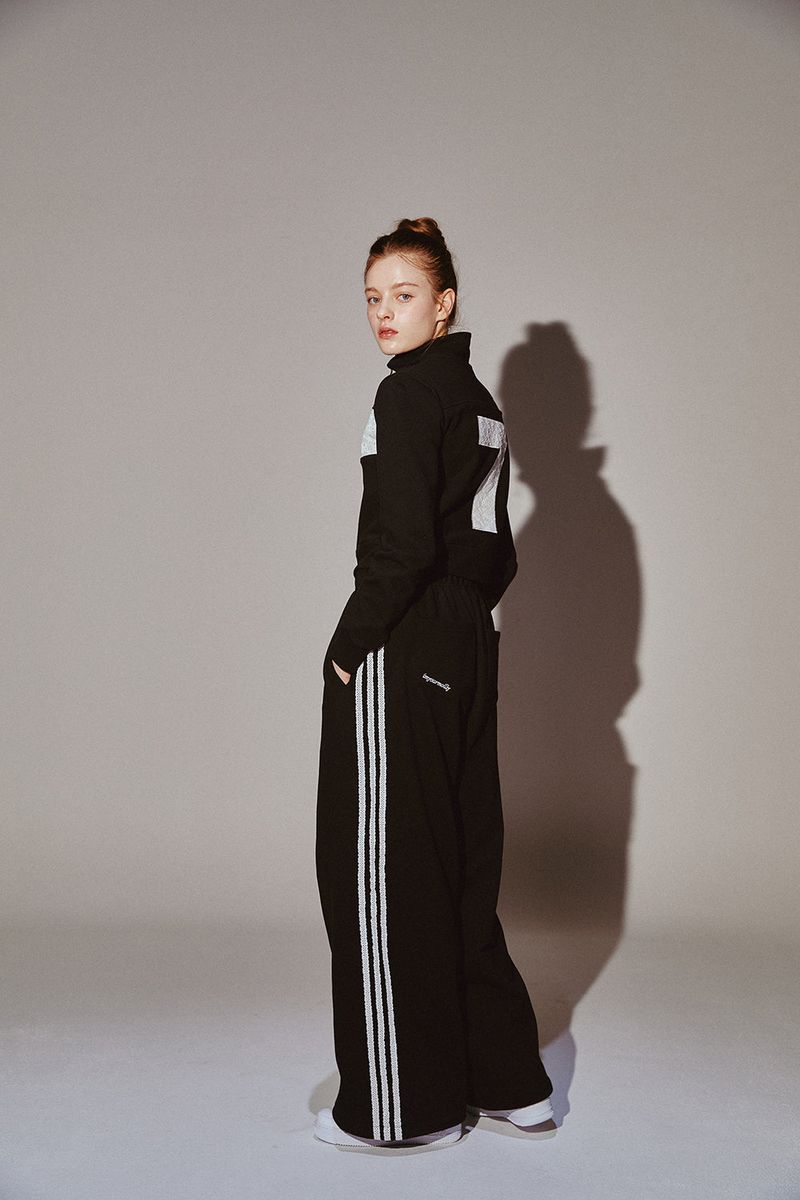 Lace Tape Track Pants Black